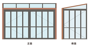 折り戸仕様の開口部