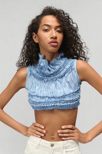 【Adriana Degreas】プリント tie-detailシルククロップトップ ADRIANA - DRAPY SQUARE SHIBORI TOP | JU-NNA HOMEPAGE