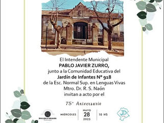 PEHUAJÓ: ACTO CONMEMORATIVO POR LOS 75 AÑOS DEL JARDÍN DE INFANTES N° 918