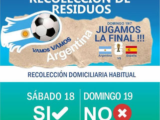 PEHUAJÓ: EL DOMINGO NO HABRÁ RECOLECCIÓN DE RESDIDUOS, Y SE ADELANTA AL DÍA SÁBADO