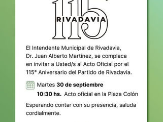 ACTO OFICIAL POR EL 115° ANIVERSARIO DEL PARTIDO DE RIVADAVIA