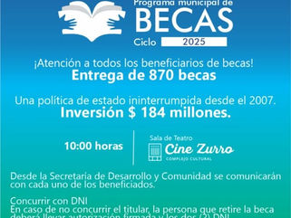 PEHUAJÓ: ENTREGA DE 870 BECAS DEL PROGRAMA MUNICIPAL CICLO 2025