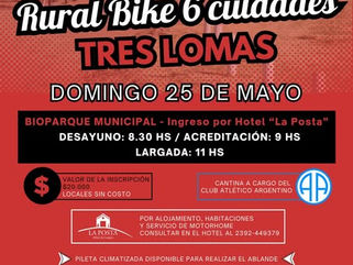 EL RURAL BIKE 6 CIUDADES LLEGA A TRES LOMAS, EL PRÓXIMIO DOMINGO 25 DE MAYO