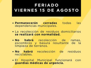 TRES LOMAS: CRONOGRAMA DE SERVICIOS DURANTE EL FIN DE SEMANA LARGO