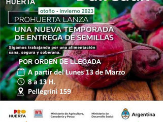 PRO HUERTA: ENTREGA DE SEMILLAS OTOÑO - INVIERNO EN DAIREAUX, SALAZAR Y ARBOLEDAS