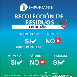 PEHUAJÓ: SERVICIO DE RECOLECCIÓN DE RESIDUOS DURANTE LAS FIESTAS DE FIN DE AÑO