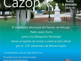 MONES CAZÓN CELEBRA SU 114° ANIVERSARIO EL PRÓXIMO LUNES 4 DE AGOSTO