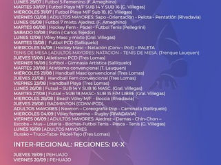 PELLEGRINI: CRONOGRAMA DE LOS JUEGOS BONAERENSES DEPORTIVOS, CULTURALES REGIONALES, JUVENILES Y ADULTOS MAYORES