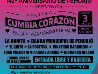 ESTE JUEVES PEHUAJÓ CUMPLE SU 142° ANIVERSARIO Y LO CELEBRA A PURO CORAZÓN