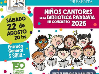 EL CORO DE NIÑOS CANTORES DE LA BIBLIOTECA PÚBLICA RIVADAVIA OFRECERÁ UN CONCIERTO ESTE SÁBADO (22) A LAS 20 H