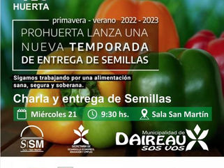 PRO HUERTA – ENTREGA DE SEMILLAS PRIMAVERA-VERANO