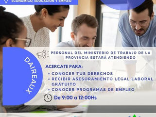 PERSONAL DEL MINISTERIO DE TRABAJO DE LA PROVINCIA ATENDERÁ ESTE VIERNES 18 EN DAIREAUX