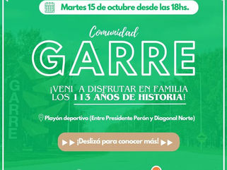 GARRÉ CELEBRA ESTE MARTES SU 113° ANIVERSARIO