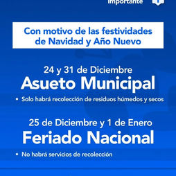 SALLIQUELÓ: CRONOGRAMA DE RECOLECCIÓN DE RESIDUOS DURANTE LAS FIESTAS