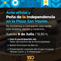 ACTO OFICIAL Y PEÑA DE LA INDEPENDENCIA, EL JUEVES 9 DE JULIO A PARTIR DE LAS 15.30 H EN PLAZA SAN MARTÍN