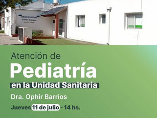 RIVADAVIA: NUEVO SERVICIO DE PEDIATRIA EN SANSINENA Y GONZÁLEZ MORENO