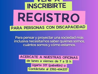 PELLEGRINI: INCRIPCIÓN AL REGISTRO PARA PERSONAS CON DISCAPACIDAD