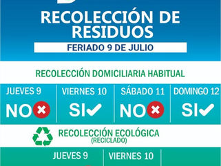 CRONOGRAMA DE RECOLECCIÓN DE RESIDUOS EN PEHUAJÓ DURANTE EL FIN DE SEMANA LARGO