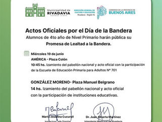 RIVADAVIA: ACTOS OFICIALES POR EL DÍA DE LA BANDERA