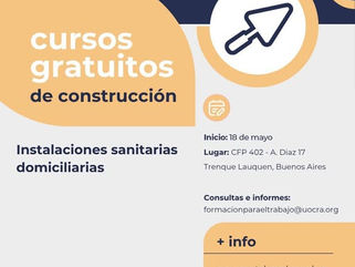 CURSO GRATUITO DE INSTALACIONES SANITARIAS DOMICILIARIAS IMPULSADO POR EL MUNICIPIO Y FUNDACIÓN UOCRA