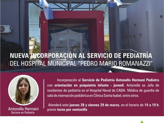 DAIREAUX: NUEVA INCORPORACIÓN AL SERVICIO DE PEDIATRÍA DEL HOSPITAL MUNICIPAL