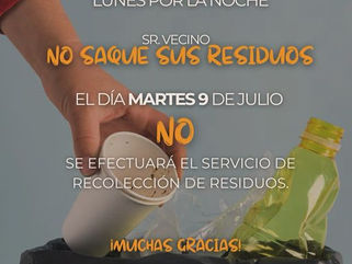 PELLEGRINI: ESTE MARTES 9 NO HABRÁ RECOLECCIÓN DE RESIDUOS