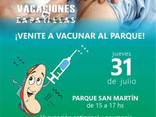 PEHUAJÓ: ESTA TARDE, JORNADA DE CONTROLES Y VACUNACIÓN ANTIGRIPAL Y NEUMONÍA EN EL PARQUE SAN MARTÍN