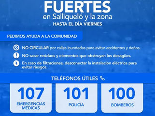 SALLIQUELÓ: PREVENCIÓN ANTE LLUVIAS FUERTES HASTA EL DÍA VIERNES