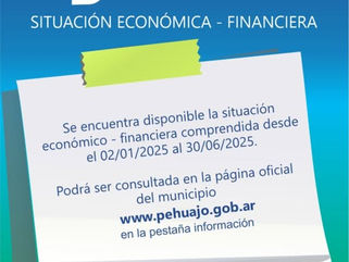 SE ENCUENTRA DISPONIBLE LA SITUACIÓN ECONÓMICA-FINANCIERA DEL MUNICIPIO DE PEHUAJÓ