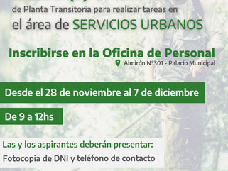 EL MUNICIPIO DE CARLOS TEJEDOR CONVOCA A ASPIRANTES PARA CUBRIR EL PUESTO DE CINCO VACANTES