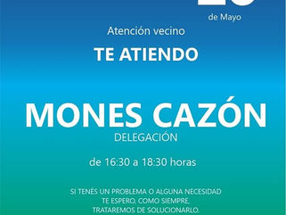PEHUAJÓ: ESTE LUNES EL INTENDENTE ZURRO ATENDERÁ A VECINOS EN MONES CAZÓN