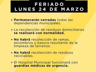 TRES LOMAS: ORGANIZACIÓN DE SERVICIOS PARA EL FERIADO DEL LUNES 24 DE MARZO