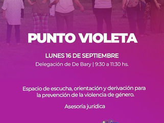 PELLEGRINI - VIOLENCIA DE GÉNERO: ESPACIO DE ESCUCHA, ORIENTACIÓN Y ASESORÍA JURÍDICA EN DE BARY