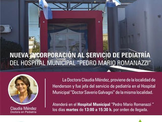 DAIREAUX: NUEVA INCORPORACIÓN AL SERVICIO DE PEDIATRÍA DEL HOSPITAL MUNICIPAL