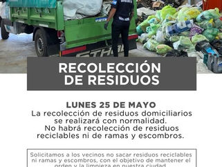TRES LOMAS: ORGANIZACIÓN DE SERVICIOS PARA EL FERIADO DEL 25 DE MAYO