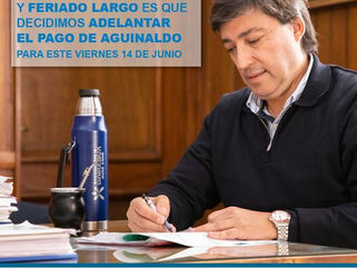 DAIREAUX: EL MUNICIPIO ADELANTA PARA ESTE VIERNES EL PAGO DE AGUINALDO