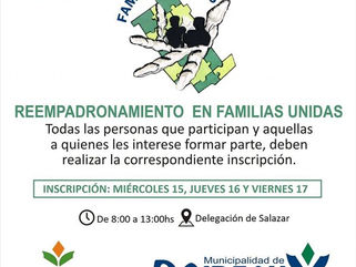 INSCRIPCIÓN EN FAMILIAS UNIDAS EN SALAZAR Y ARBOLEDAS