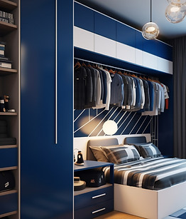 Diseño de closet compacto y funcional” Este espacio representa un closet con un diseño moderno y eficiente. El área central e