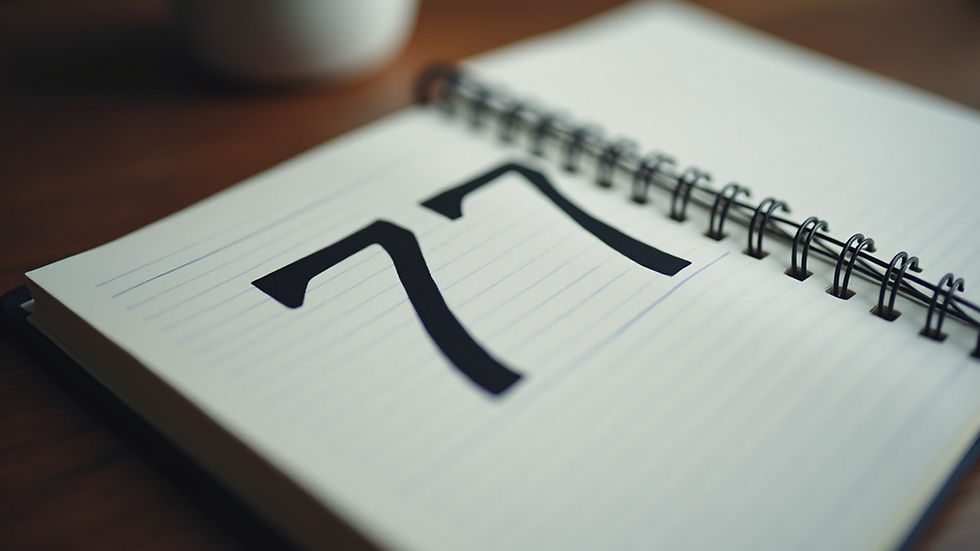 High angle view of a notebook with the number 777 written on the page