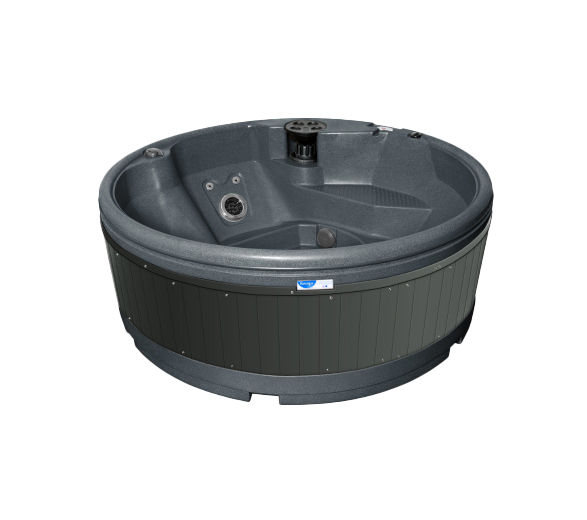 Grey Quatro hot tub with black panels