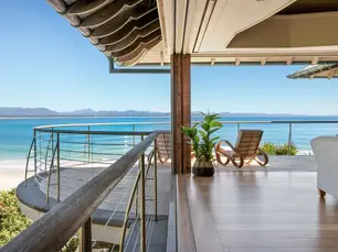 view of the hinterland mountain range in Byron Bay from a Wategos property