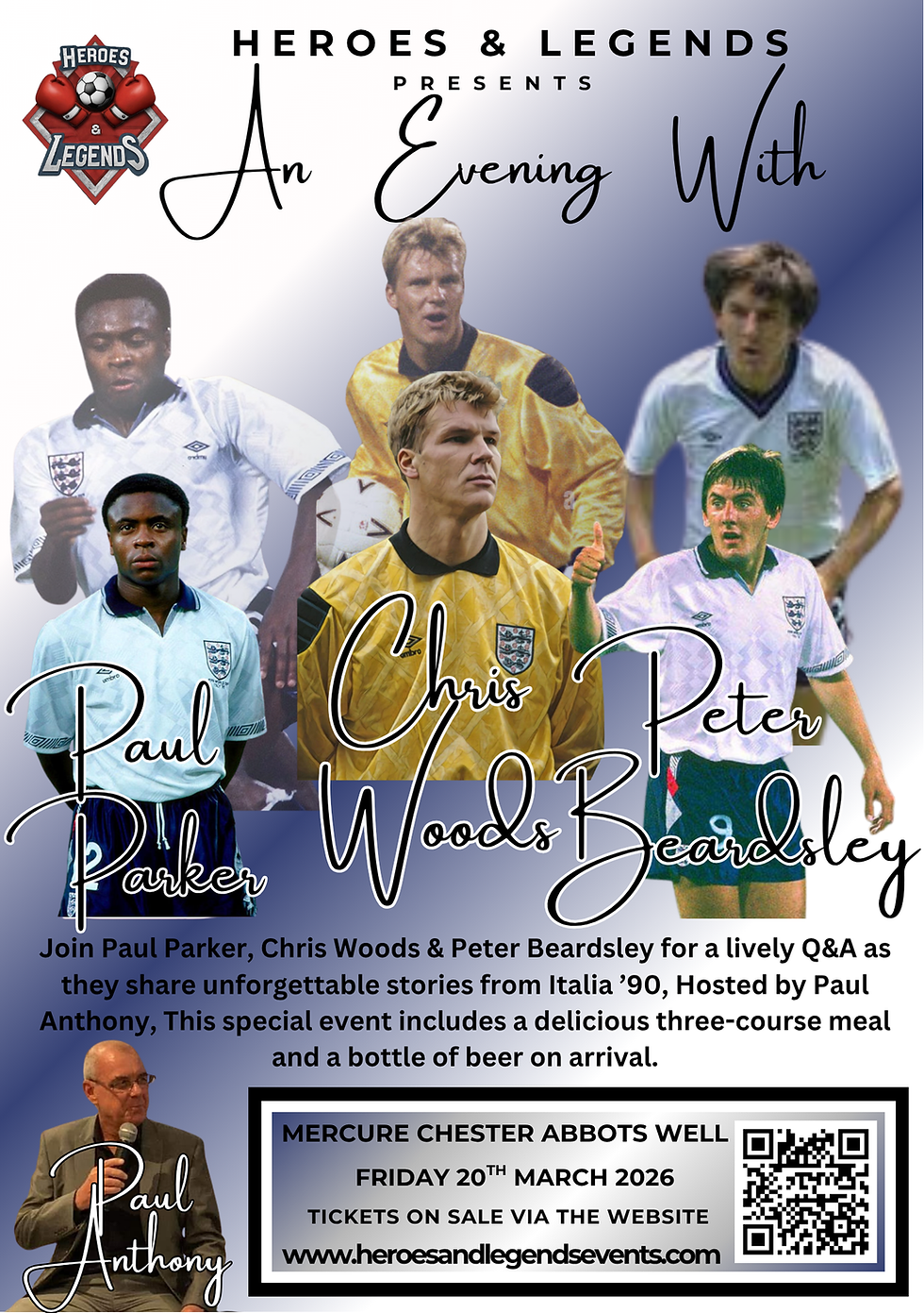An evening with Paul Parker, Chris Woods & Peter Beardsley