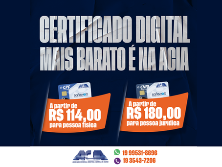 Certificado Digital mais barato é na ACIA