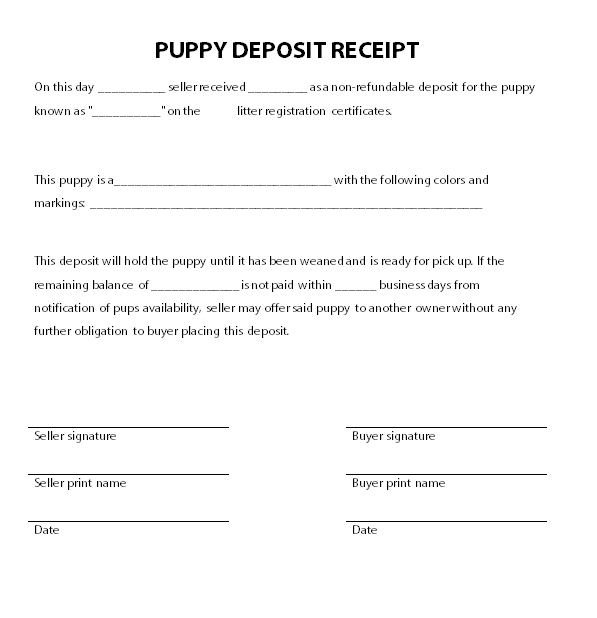 puppy deposit