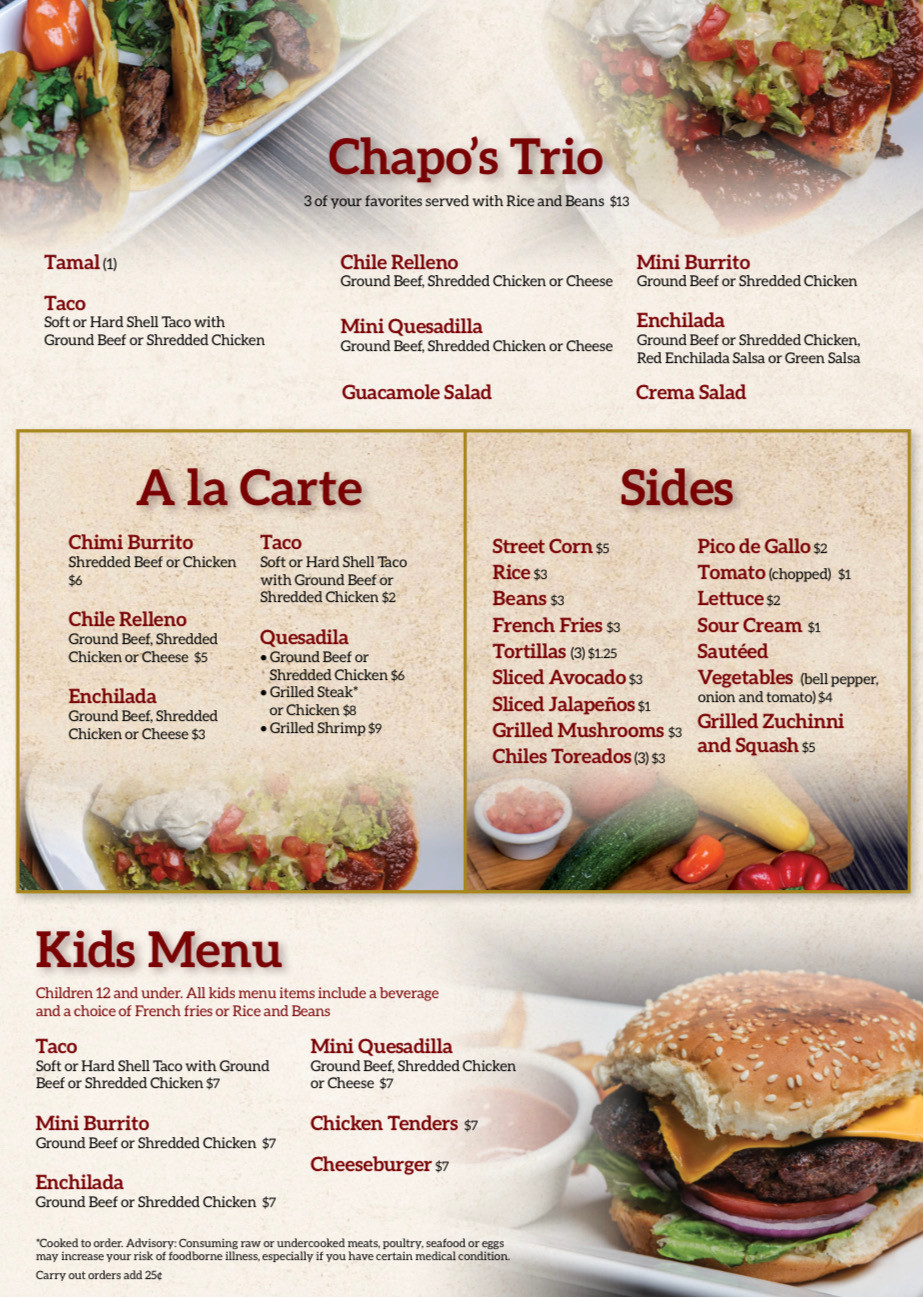 Our Menu Chapo's Tequilas & Grill
