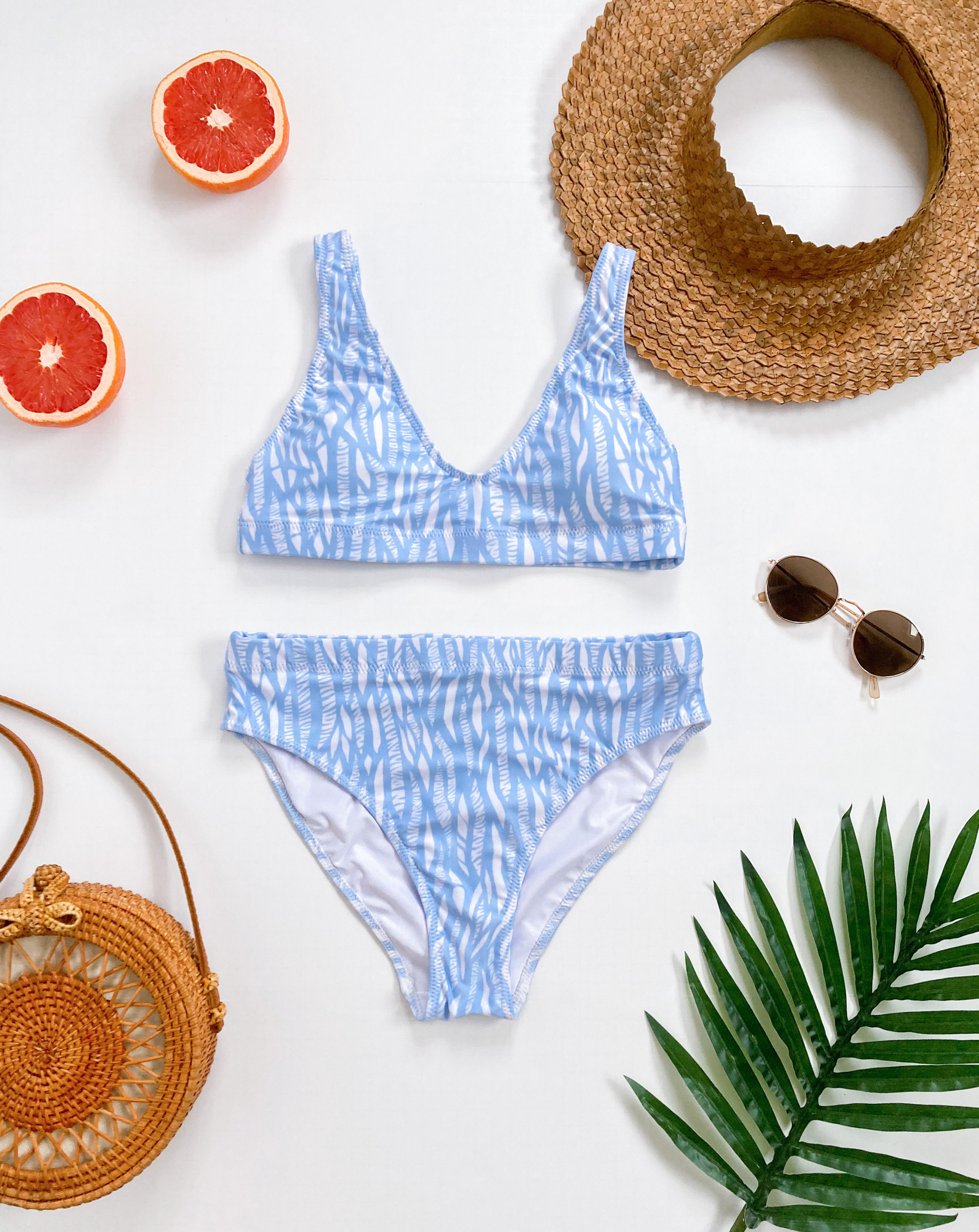 Beauty Marks Sky Blue Recycled High-Waisted Bikini