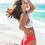 Thumbnail: White Floral and Coral Bottoms Recycled High-Waisted Bikini