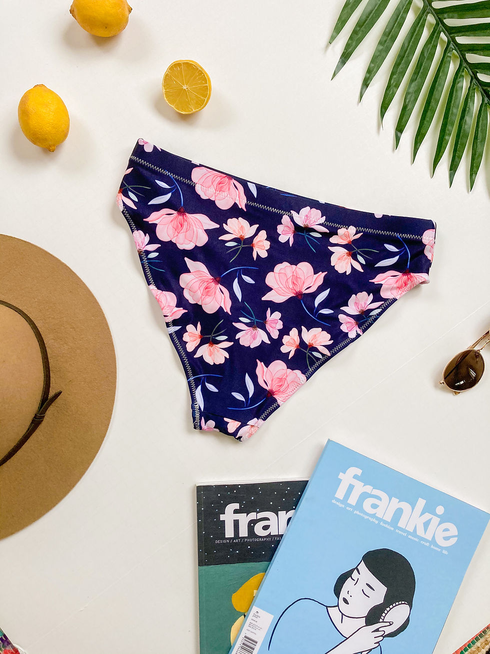 Thumbnail: X-ray Navy Recycled High-Waisted Bikini Bottom