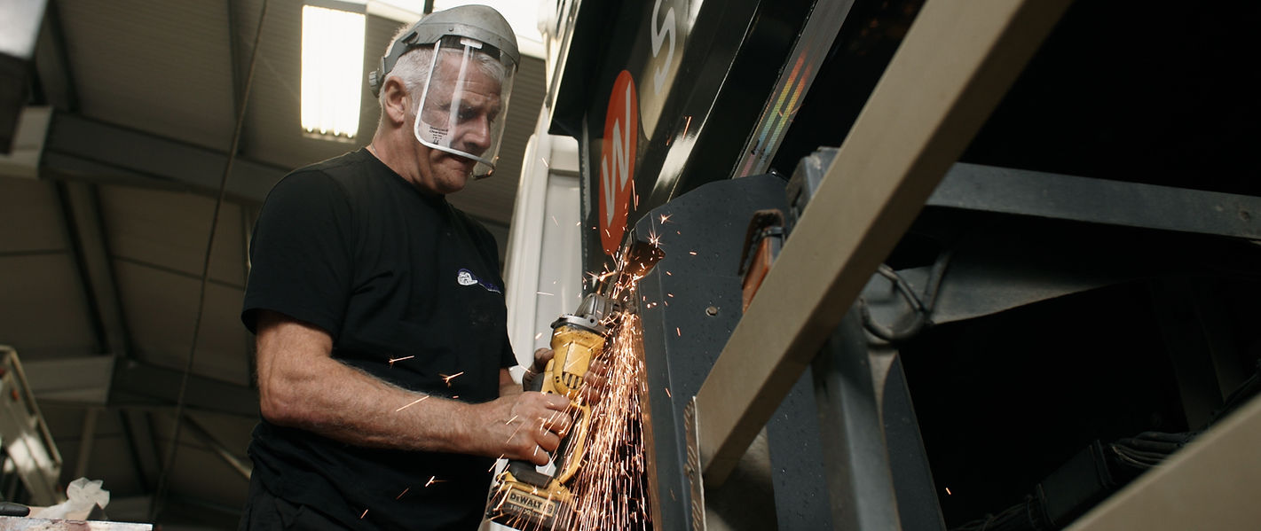 A man welding a lorry