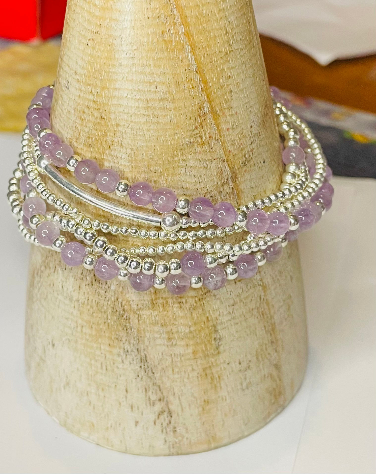 Light amethyst and sterling silver bracelet collection